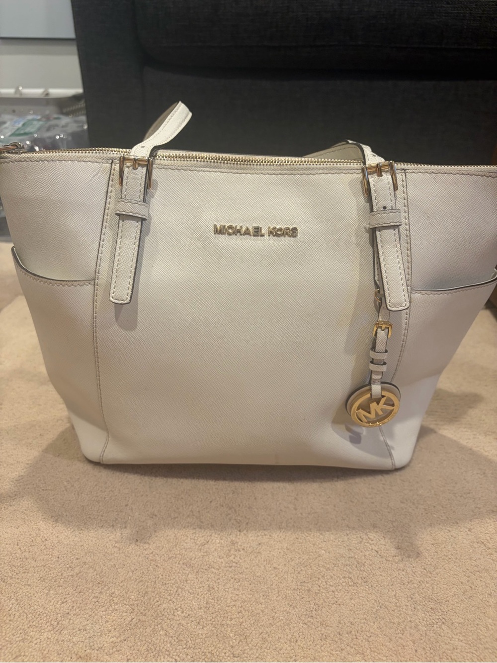 Michael kors white tote bag